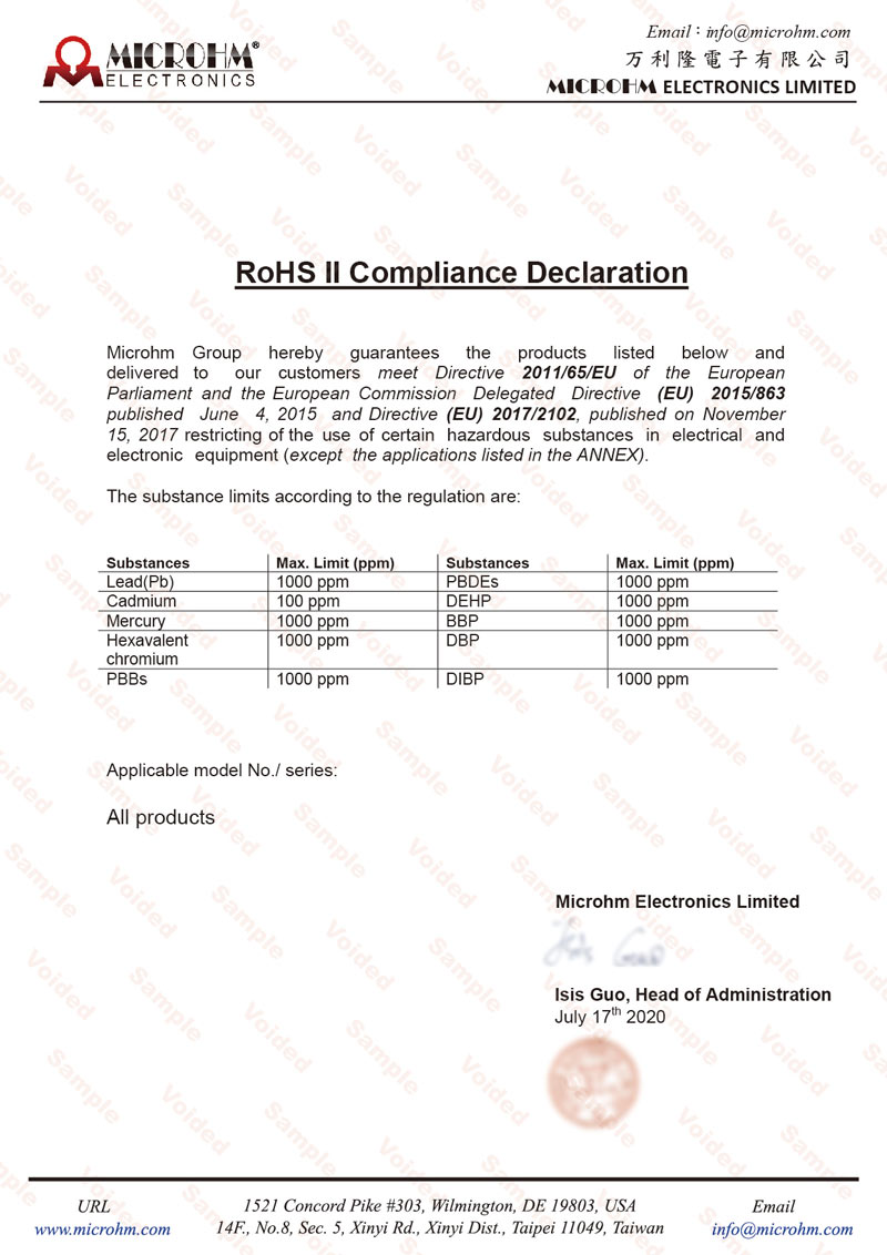 ROHS ll Compliance Declaration